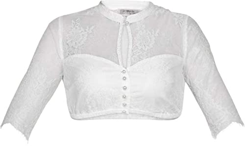 MarJo Leder & Tracht Dirndlbluse Nora-Madlenka weiß | Spitze Tropfenausschnitt | halbarm (weiß, 36) von MarJo