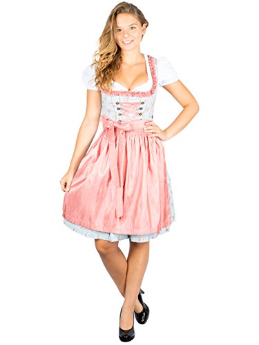 MarJo Midi Dirndl Aleksa blau Altrosa 55er Länge (40, blau Altrosa) von MarJo