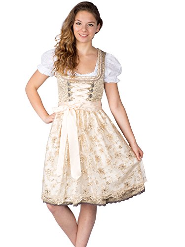 MarJo Midi Dirndl Tonja 58er Länge Cappuccino (36, Cappuccino) von MarJo