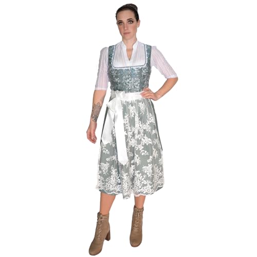 MarJo - Midi Dirndl Ursula in JadeGrün Trachten - 65 cm für Damen - Super schönes Dirndl in 2024, Größe:36, Farbe:Grün von MarJo