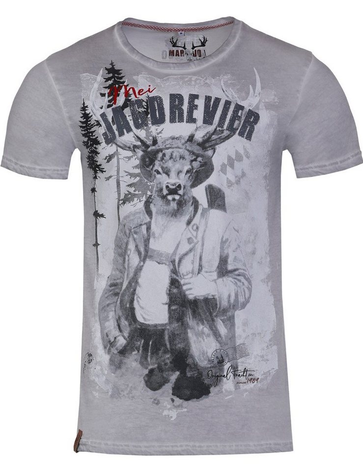 MarJo T-Shirt Herren Trachtenshirt 'Eberhard' mit Hirschmotiv von MarJo