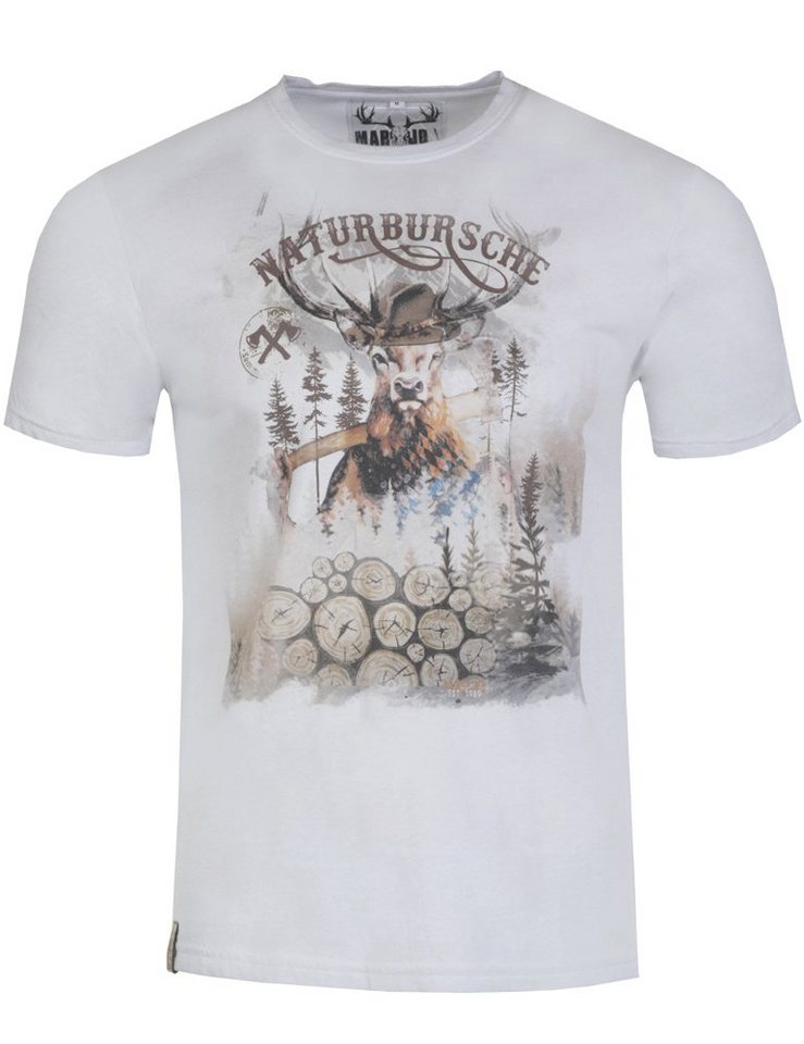 MarJo T-Shirt Herren Trachtenshirt 'Guido' mit Hirschmotiv, Mit von MarJo