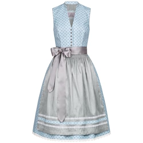 MarJo Trachten Damen Midi Dirndl Rosina in Blau Trachten - Oktoberfest 2023 Kollektion, Größe:38, Farbe:Blau von MarJo