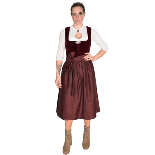 MarJo Trachten Damen Samt-Dirndl - Midi Dirndl Susi in Rot Trachten, Größe:44, Farbe:Rot von MarJo