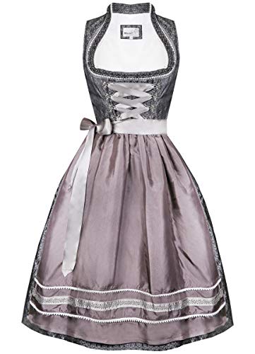 MarJo Trachten Damen Trachten-Mode Midi Dirndl Abea in Anthrazit traditionell, Größe:36, Farbe:Anthrazit von MarJo