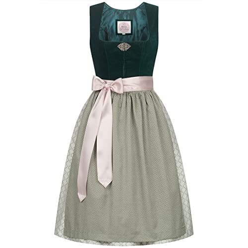 MarJo Trachten Damen Trachten-Mode Midi Dirndl Chera in Smaragdgrün Trachten, Größe:40, Farbe:Grün von MarJo