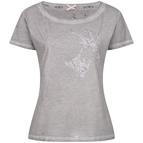 MarJo Trachten Damen Trachten-Mode Trachtenshirt Lizzy in Grau Trachten, Größe:L, Farbe:Grau von MarJo