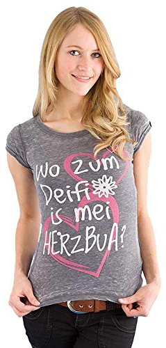 MarJo Trachten T-Shirt, Top Angie grau/pink XS von MarJo