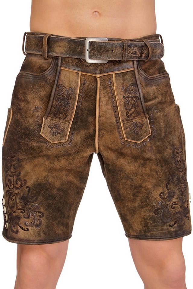 MarJo Trachtenlederhose Lederhose Herren kurz - ANASTASIO - kohle von MarJo