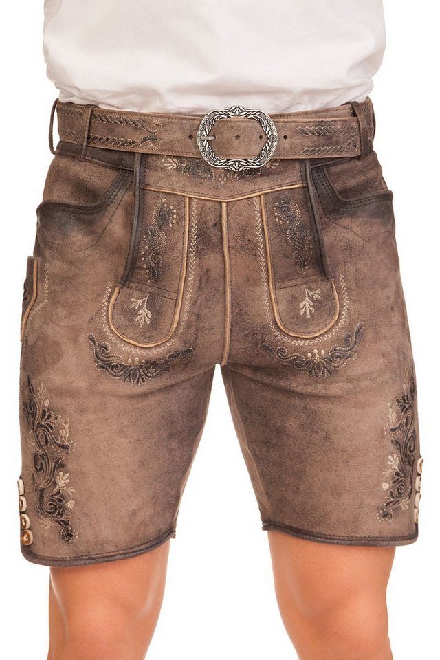 MarJo Trachtenlederhose Lederhose Herren kurz - ANTON - nuss von MarJo
