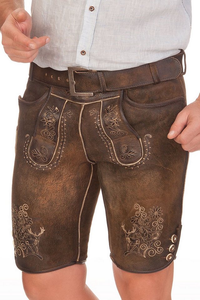 MarJo Trachtenlederhose Lederhose Herren kurz - BELA - mokka von MarJo