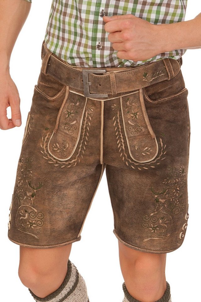 MarJo Trachtenlederhose Lederhose Herren kurz - SVEN - braun von MarJo