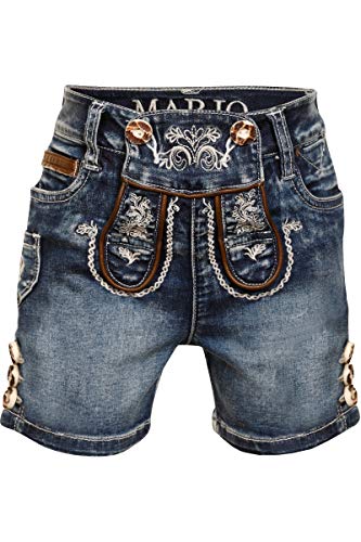 Marjo Trachten u. Dirndl Trachtenhose Kinder - Jeans Short Kids - blau von MarJo