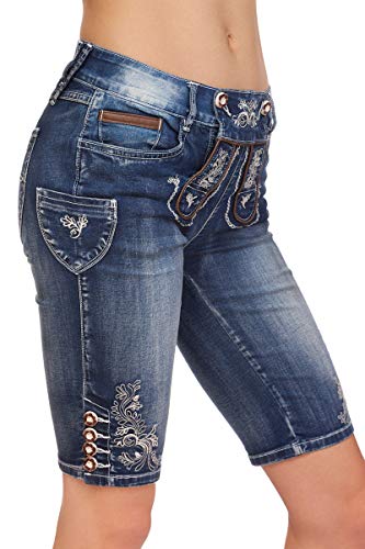 Marjo Trachten u. Dirndl Trachtenjeans Damen kurz - Franziska - grau, blau von MarJo