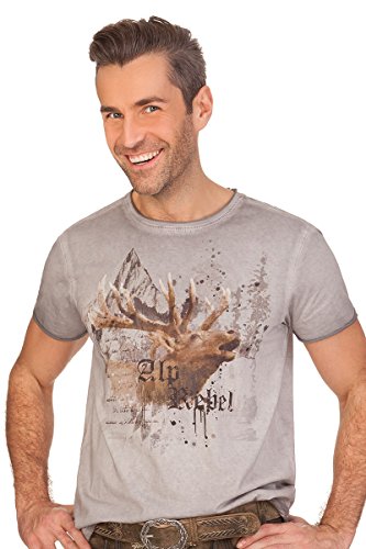 Trachten Herren Shirt - ALPREBELL - grau, Größe L von MarJo