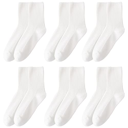 MarJunSep Süße Damen-Socken aus Baumwolle, neutral, ästhetisch, lässig, für Damen und Mädchen, Granola Essentials, 6 Paar, weiß, M von MarJunSep