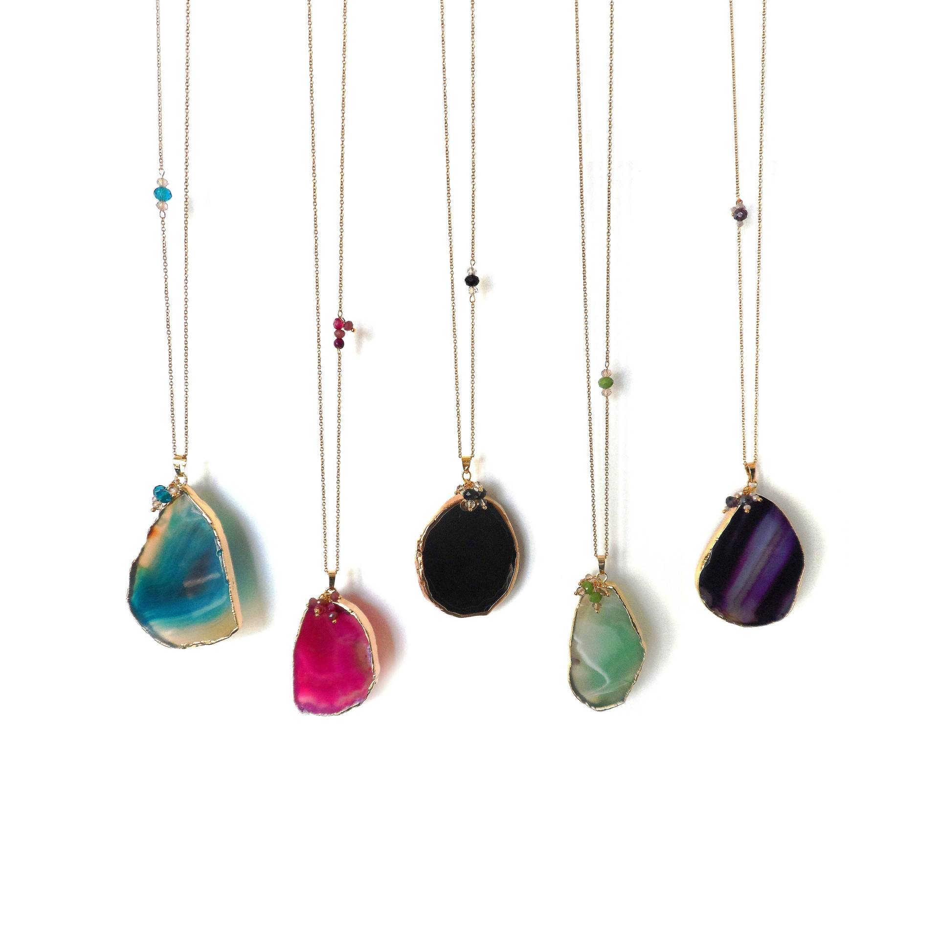 Achat Scheibe, Edelstein Halskette, Lila Grüne Blaue Freund Geschenk, Stein Anhänger Achat Scheibe, Edelstein Halskette, Lila Grüne Blaue Freund Geschenk, Stein Anhänger von MarKiJewelry