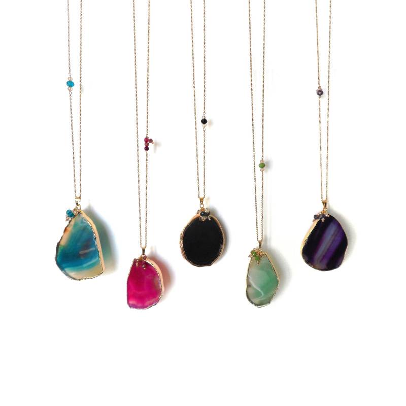 Achat Scheibe, Edelstein Halskette, Lila Grüne Blaue Freund Geschenk, Stein Anhänger Achat Scheibe, Edelstein Halskette, Lila Grüne Blaue Freund Geschenk, Stein Anhänger von MarKiJewelry