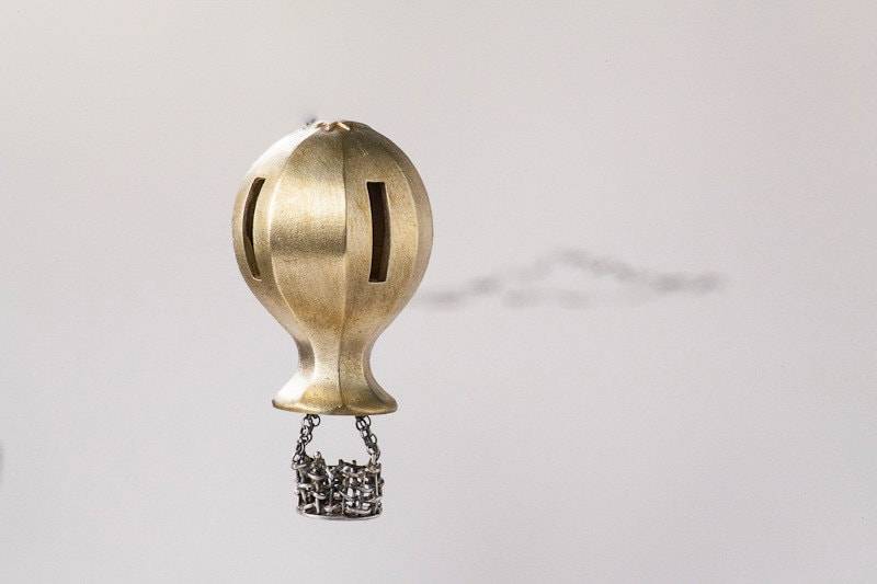 Globus, Unikat, Messing Und Silber Juwel Pin, Brosche Ballon von MarVeloyJewels