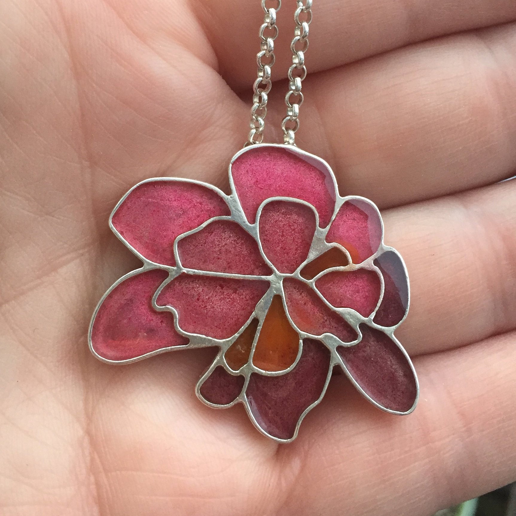 sterling Silber Harz Resinate Halskette - Rosa sterling Silber Harz Resinate Halskette - Rosa von MaraFriedland