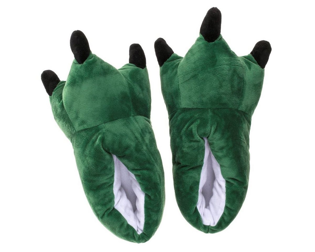 Marabellas Shop Dinosaurier Kuschel Hausschuhe Gr. 33 - 36 Dino Tatzen in Grün Hausschuh (2-tlg) extra flauschig von Marabellas Shop