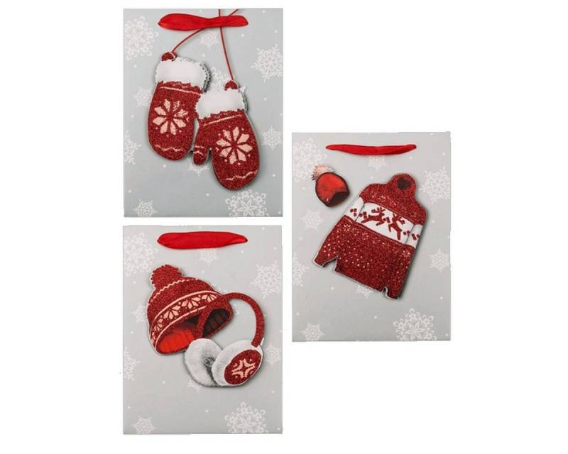 Marabellas Shop Tragetasche 3er Set 3D Glitzermotiv Geschenktasche Geschenktüte mit Tragegriff, passende Motivreihe von Marabellas Shop