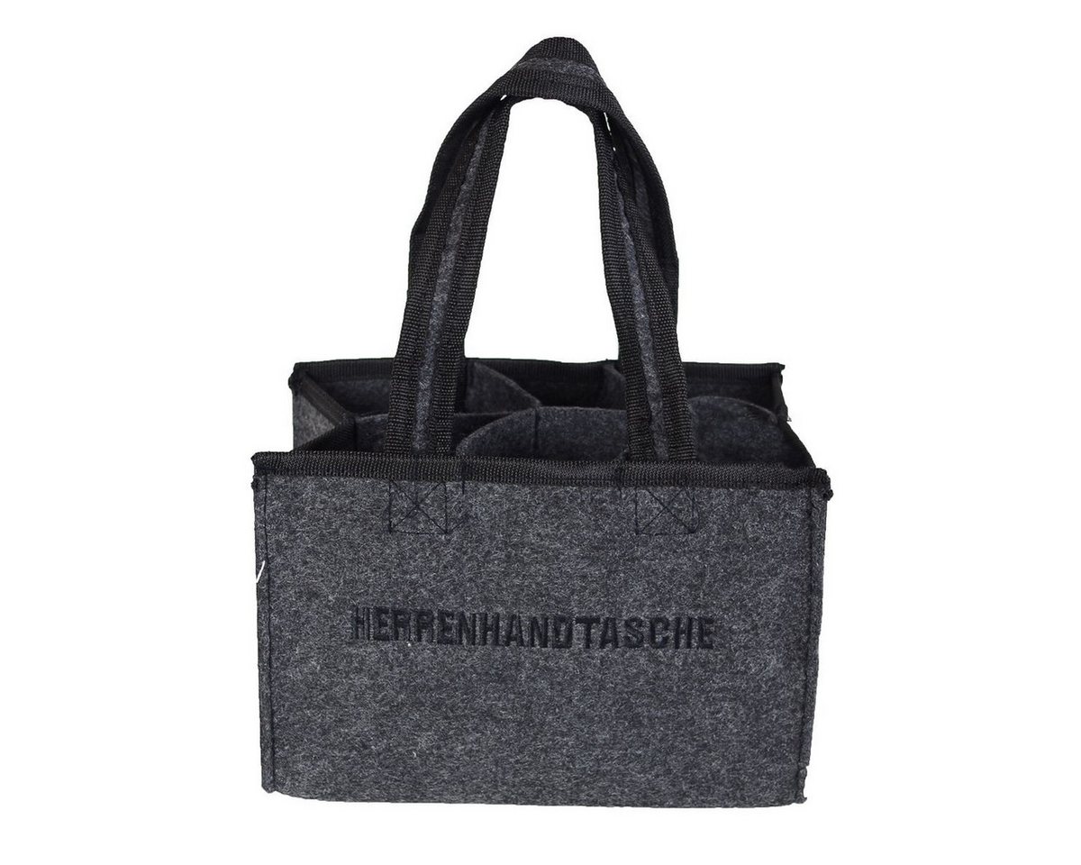 Marabellas Shop Tragetasche Flaschenträger Filz anthrazit 6 Fächer Herren Handtasche 23x15x15 cm (1-tlg), mit Tragegriffen von Marabellas Shop
