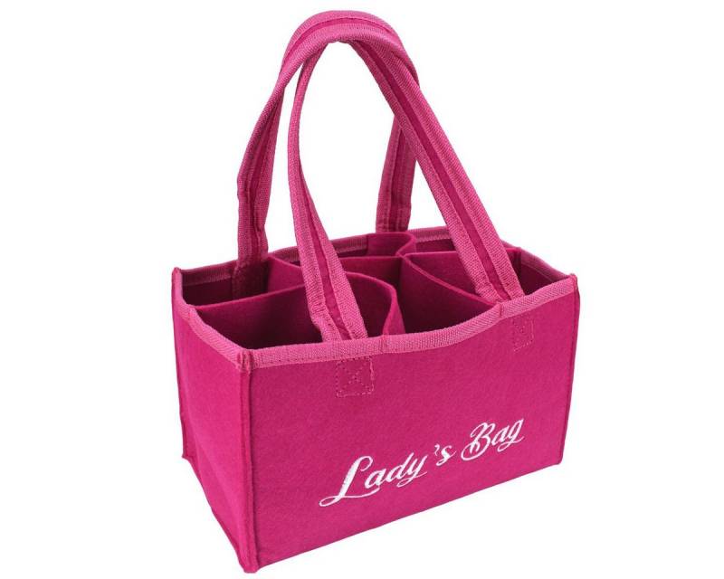 Marabellas Shop Tragetasche Flaschenträger aus Filz pink mit 6 Fächern Frauenhandtasche Ladys Bag (1-tlg), mit Tragegriffen von Marabellas Shop