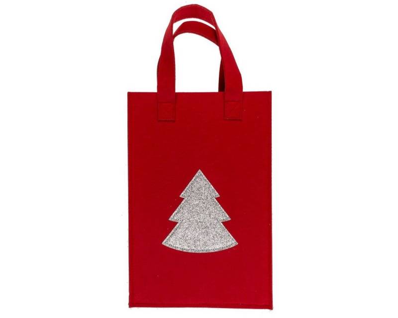 Marabellas Shop Tragetasche Rote Geschenktasche aus Filz mit Glitzermotiv Geschenktüte, mit Tragegriff von Marabellas Shop