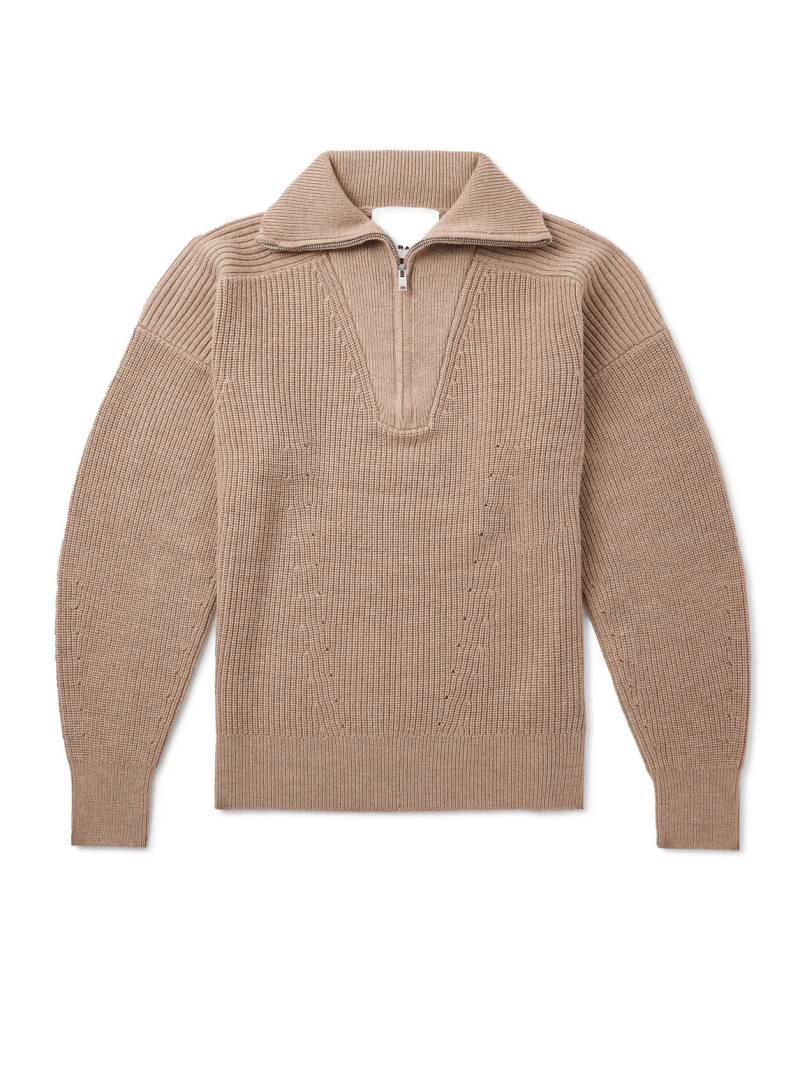 Marant - Benny Ribbed Merino Wool Half-Zip Sweater - Men - Brown - M von Marant