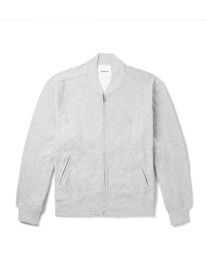 Marant - Logo-Embroidered Organic Cotton-Blend Jersey Zip-Up Sweatshirt - Men - Gray - L von Marant