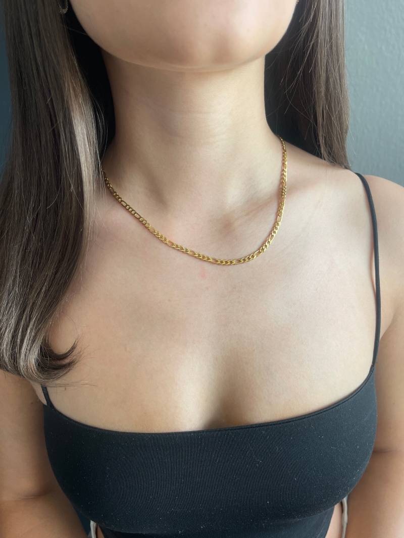 Figaro Halskette | Dicke Goldkette Gliederkette in Gold 18K von MarasBracelet