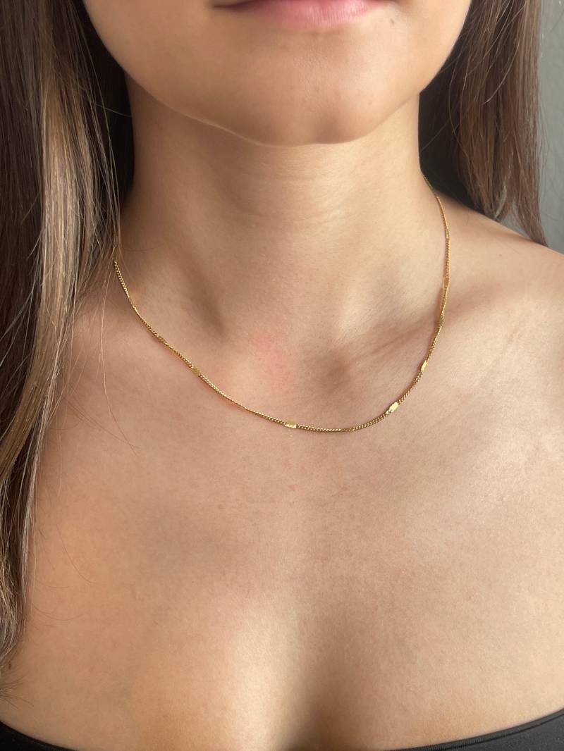 Halskette | Feine Spiegelnde Zarte Kette Gold 18K von MarasBracelet