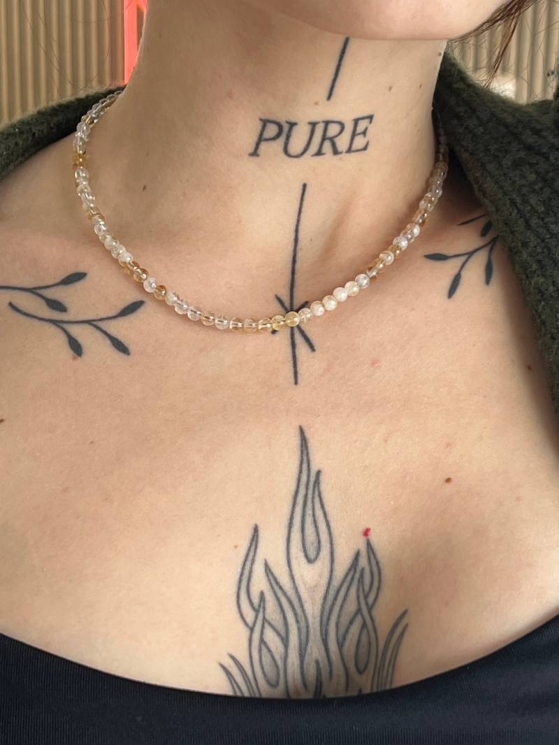 Kurze Heilstein Kette | Citrin Perlenkette Personalisierte 4mm Echtsteinkette von MarasBracelet