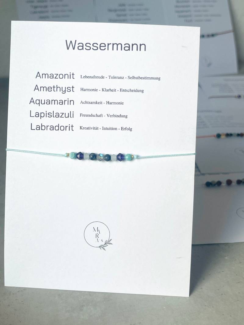 Wassermann Armband | Geburtsstein Sternzeichen Zodiac Heilstein Arband Personalisiertes von MarasBracelet
