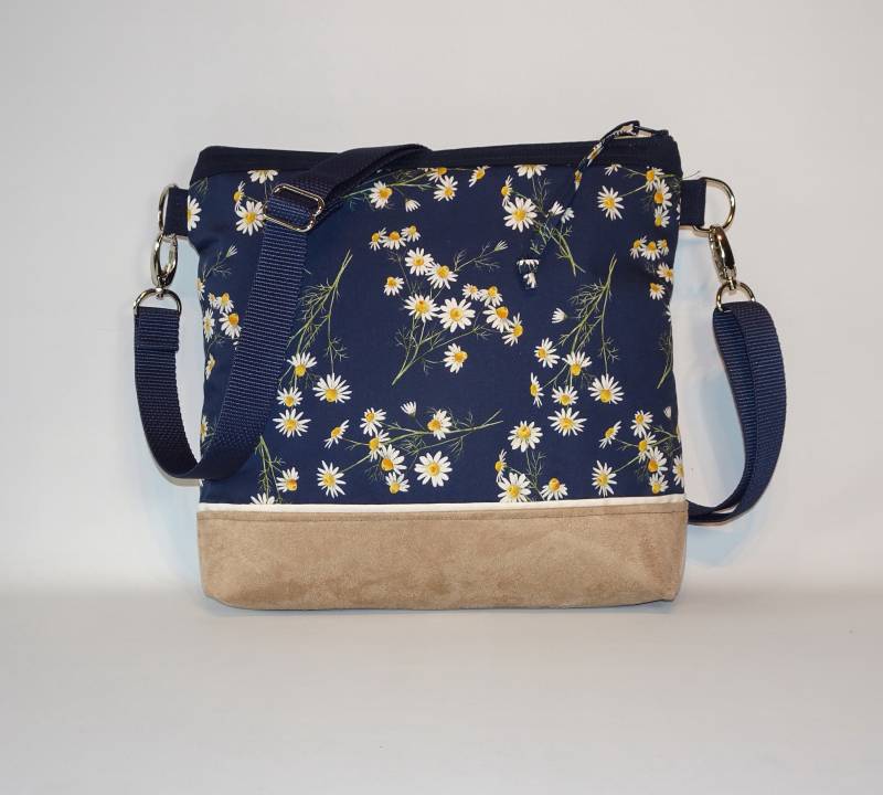 Umhängetasche Blumen Handtasche Damen Schultertasche Blau von MarasTaschen