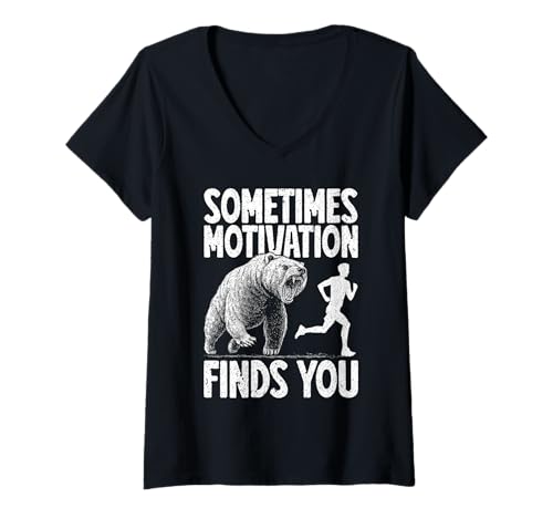 Damen Manchmal Macht Dich Motivation lustig: Laufen, Joggen, Training. T-Shirt mit V-Ausschnitt Damen Manchmal Macht Dich Motivation lustig: Laufen, Joggen, Training. T-Shirt mit V-Ausschnitt von Marathon Runner Jogger Sprinter Gifts Runners