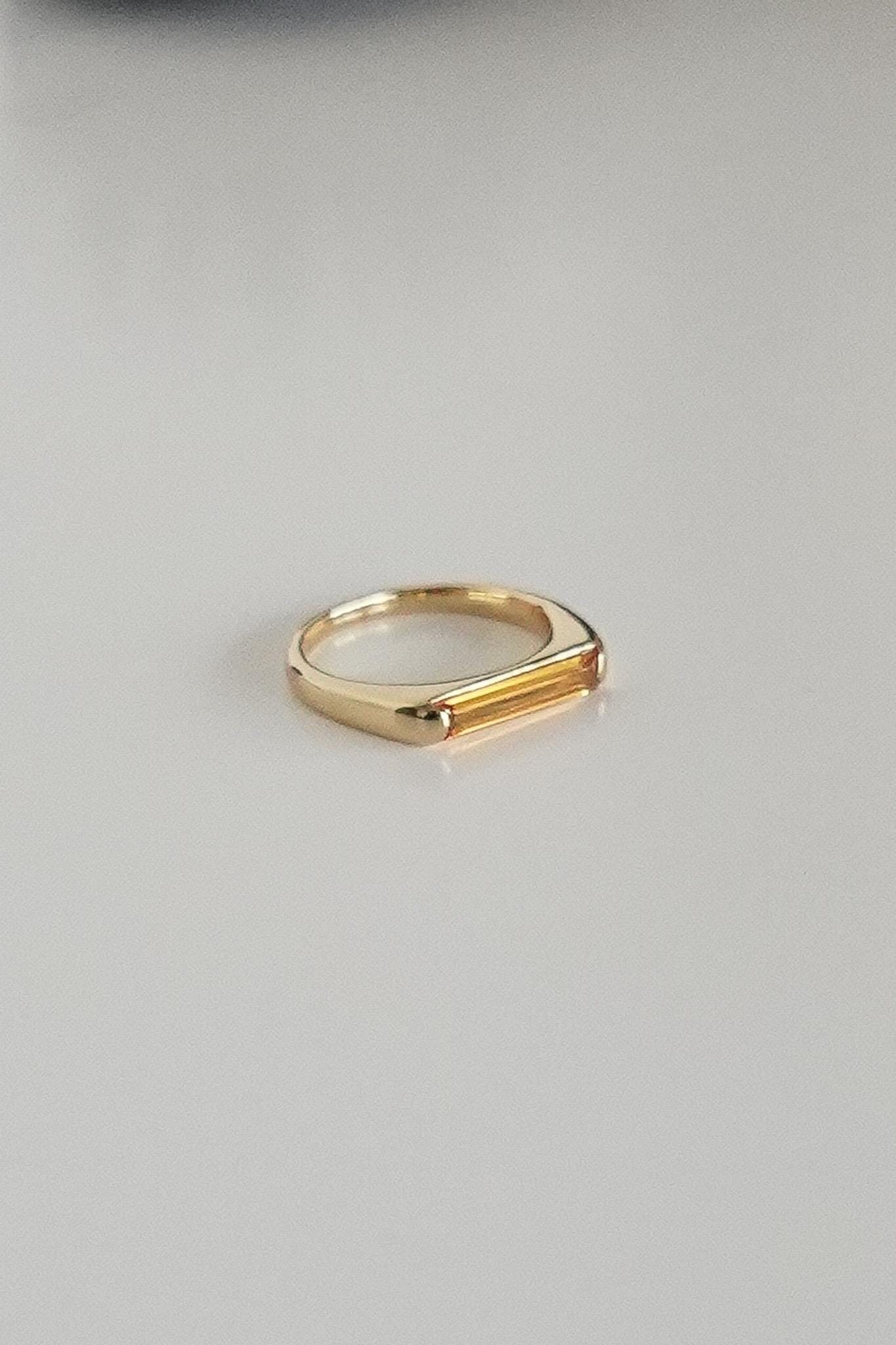 Citrin Gelb Bar Ring Art Deco 18K Vergoldetes Sterling Silber Citrin Gelb Bar Ring Art Deco 18K Vergoldetes Sterling Silber von MarauxJewellery