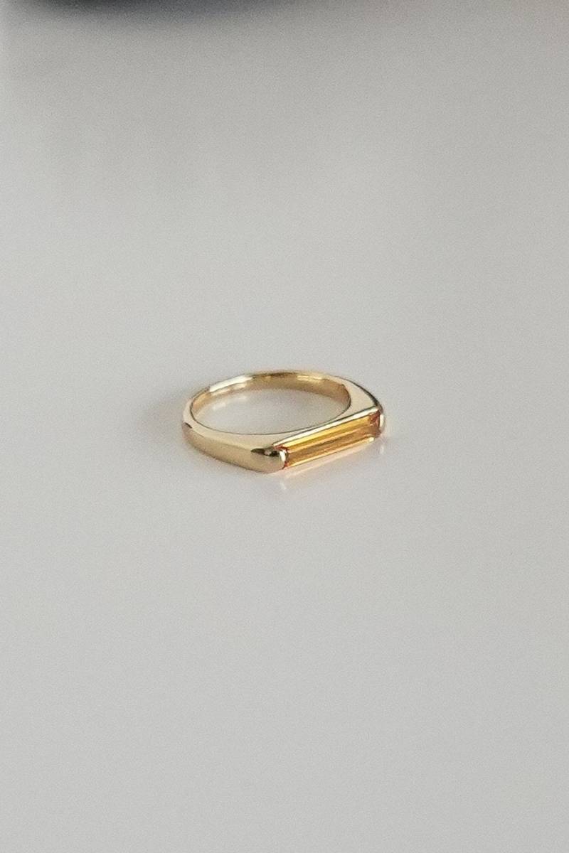 Citrin Gelb Bar Ring Art Deco 18K Vergoldetes Sterling Silber Citrin Gelb Bar Ring Art Deco 18K Vergoldetes Sterling Silber von MarauxJewellery