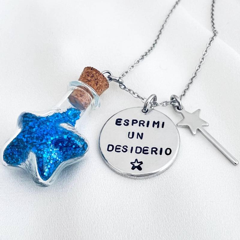 Make A Wish Halskette, Glitter Flasche Pixie Dust Flasche, Zauberstab Halskette Make A Wish Halskette, Glitter Flasche Pixie Dust Flasche, Zauberstab Halskette von Maraviglie