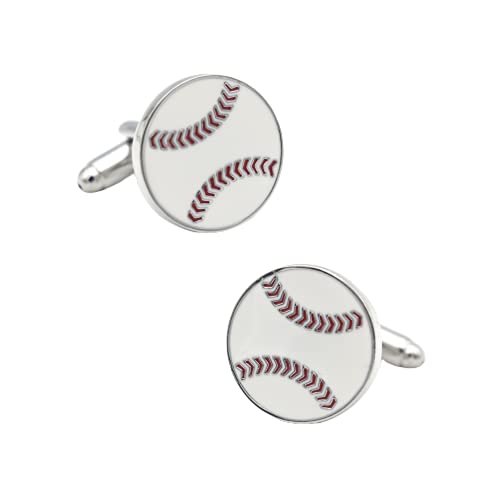 Herren Manschettenknöpfe Baseball-Manschettenknöpfe Weiß Farbe Sport Design Qualität Messing Material von Marbeine