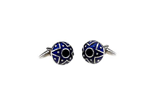 iGame Classic Manschettenknöpfe Messing rund Design Blau von Marbeine