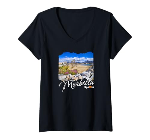 Damen Marbella Espana / Marbella Spanien Souvenir / Marbella T-Shirt mit V-Ausschnitt von Marbella Souvenir Store