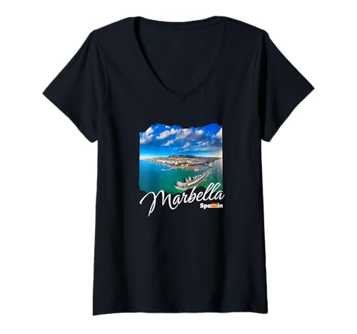 Damen Marbella Espana / Marbella Spanien Souvenir / Marbella T-Shirt mit V-Ausschnitt von Marbella Souvenir Store