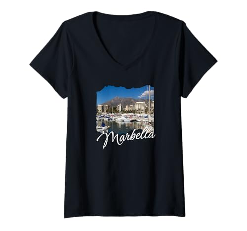 Damen Marbella Espana / Marbella Spanien Souvenir / Marbella T-Shirt mit V-Ausschnitt von Marbella Souvenir Store
