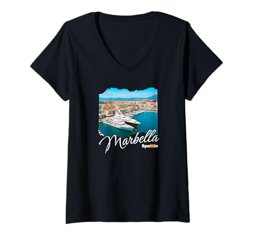 Damen Marbella Espana / Marbella Spanien Souvenir / Marbella T-Shirt mit V-Ausschnitt von Marbella Souvenir Store