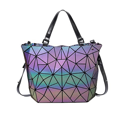 Marber Frauen Umhängetasche Luminous Geometric Nightglowing Art und Weise bunte Rhombic Handbag Tote Umhängetaschen für Damen Frauen (small) von Marber