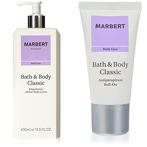 Marbert Pflege Bath & Body Classic Body Lotion Body Lotion, 400 ml & Bath & Body Classic femme/women, Antiperspirant Roll-On, 1er Pack (1 x 50 ml) von Marbert