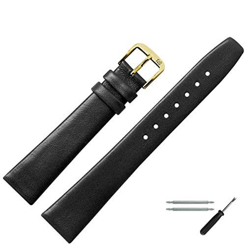 MARBURGER Uhrenarmband 8mm Leder Schwarz Gold Glatt - Montage Set 7100810000220 MARBURGER Uhrenarmband 8mm Leder Schwarz Gold Glatt - Montage Set 7100810000220 von MARBURGER