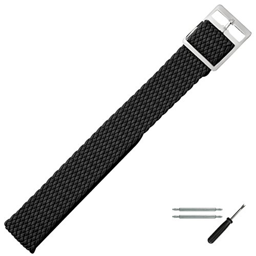 MARBURGER Uhrenarmband 12mm Perlon Schwarz - Werkzeug Montage Set 9501210000120 von MARBURGER